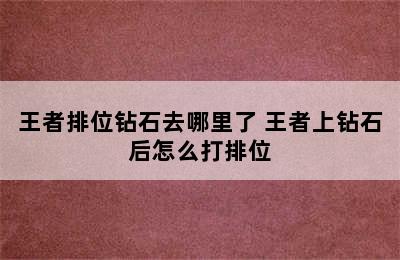 王者排位钻石去哪里了 王者上钻石后怎么打排位